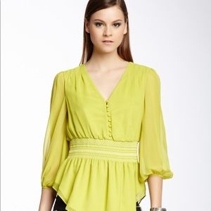 ✨ Catherine Malandrino Gemma Blouse in Chartreuse